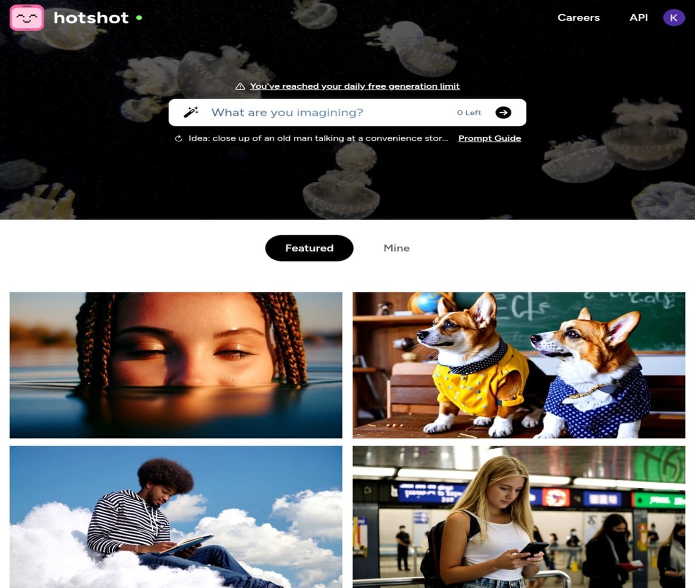 Hotshot.co user interface واجهة المستخدم في Hotshot.co