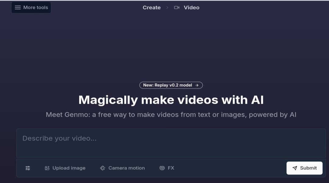 Genmo: A free tool for creating videos using AI.