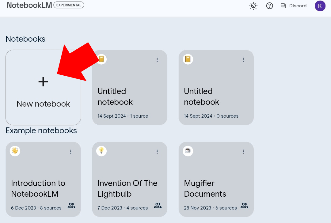 واجهة NotebookLM واجهة تطبيق NotebookLM من جوجل لتحويل النصوص إلى محادثات صوتية بالذكاء الاصطناعي