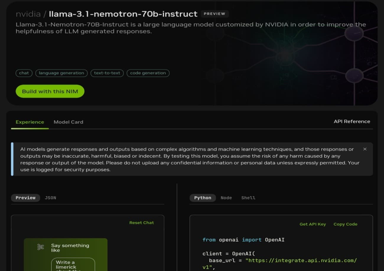 واجهة استخدام Llama-Nemotron على Nvidia