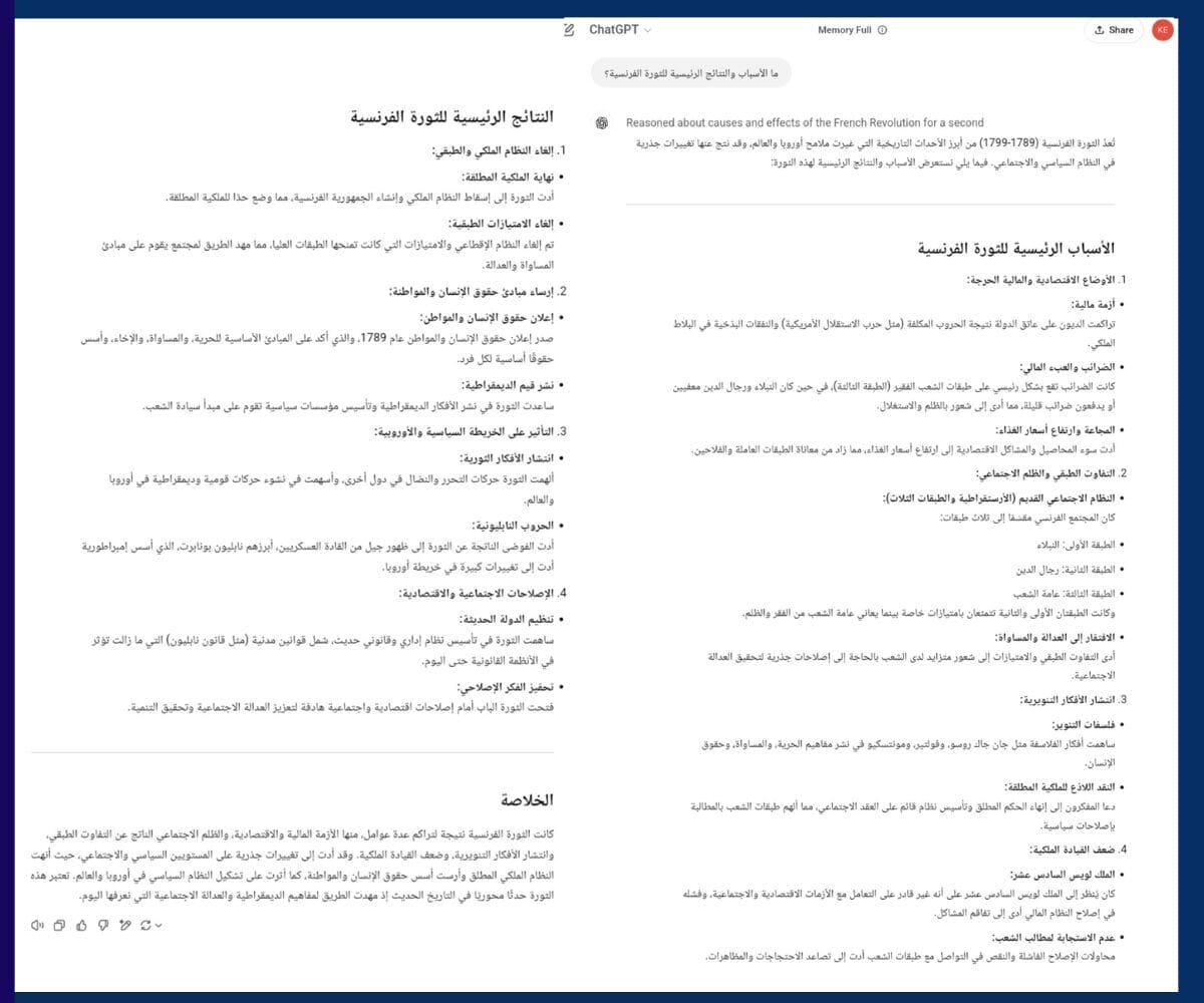 اختبار في التاريخ، o3-mini يقدم تحليلًا تاريخيًا للثورة الفرنسية