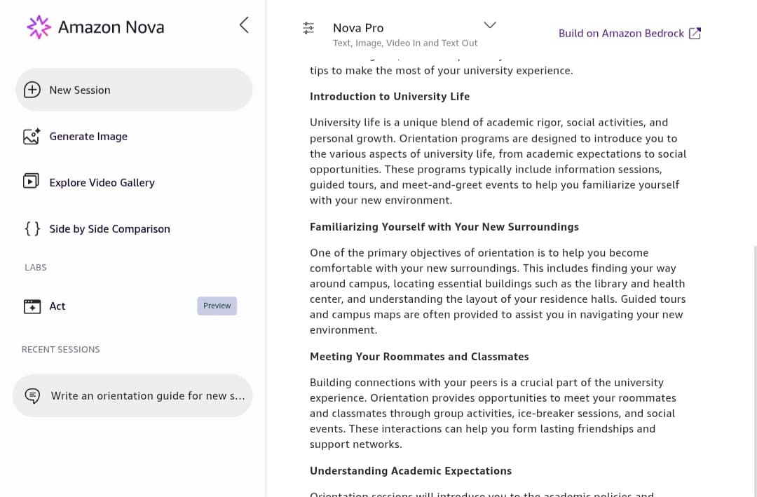 مثال على توليد النصوص باستخدام نموذج Amazon Nova Pro مثال على توليد النصوص باستخدام نموذج Amazon Nova Pro.