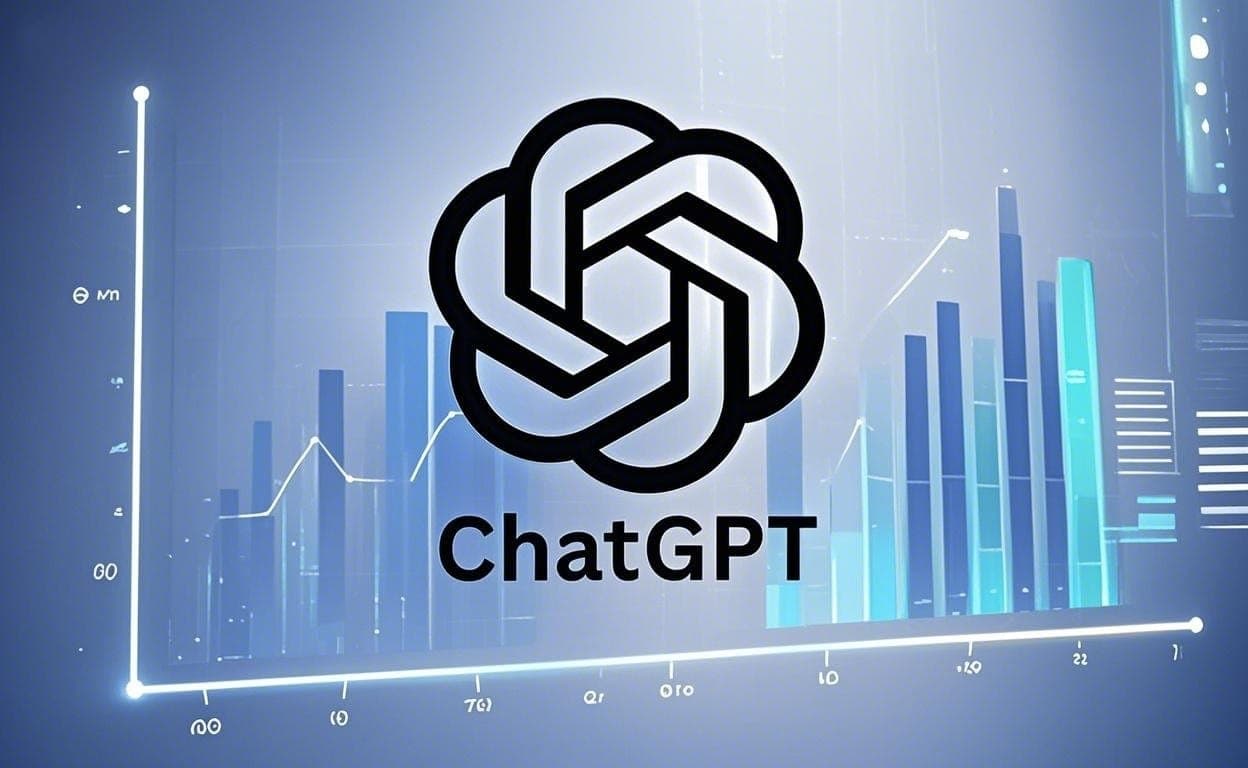 ChatGPT App Logo Over a Graph Showing Steady Growth in Performance or Downloads