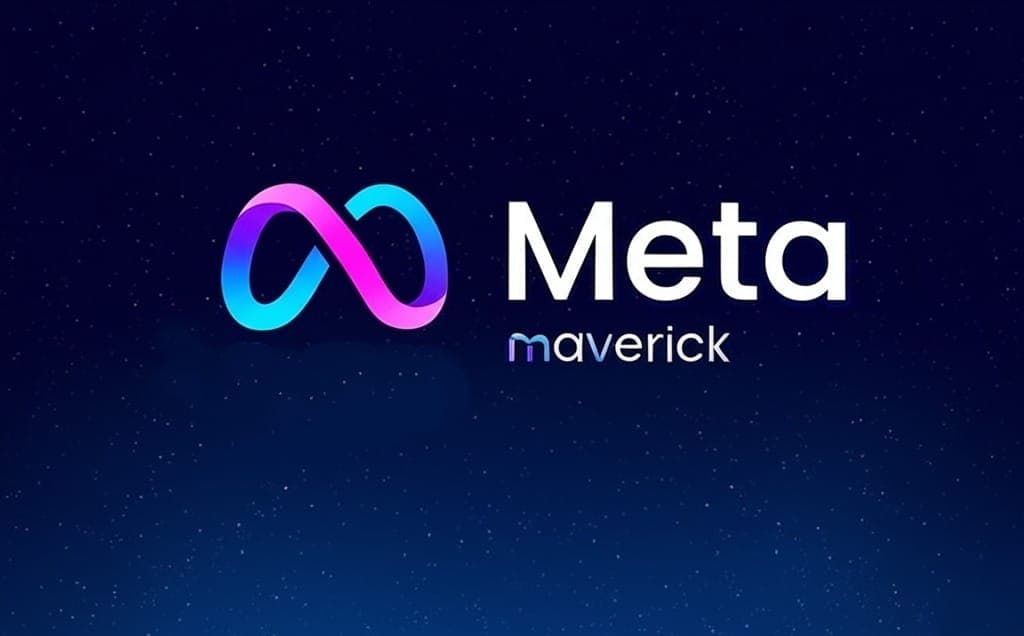 شعار شركة ميتا الرسمي مع كلمة Maverick على خلفية فضاء، في إشارة لنموذج الذكاء الاصطناعي Llama 4 الذي يواجه جدلاً حول اختبارات الأداء.