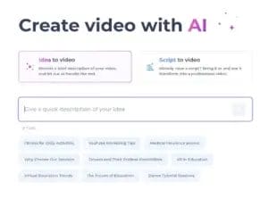 Renderforest interface for converting text to video using AI