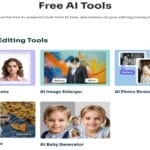 The aiease.ai platform, showcasing its many free AI tools for photo editing, processing, and restoring old photos.