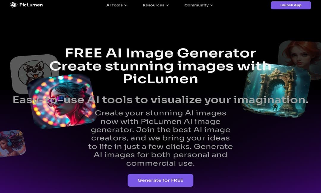 PicLumen website for creating AI images for free