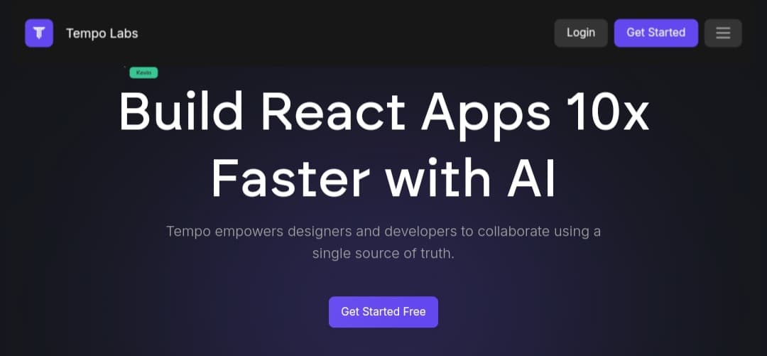 واجهة منصة Tempo Labs: بناء تطبيقات React بالذكاء الاصطناعي.