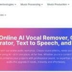 الصفحة الرئيسية لموقع PopPop.ai تعرض أدوات الذكاء الاصطناعي المجانية لإزالة صوت المغني وتوليد الأغلفة وتحويل النص إلى كلام والمزيد.