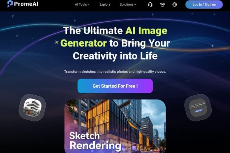 PromeAI interface for converting sketches and text into images and videos