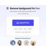 The user interface of the Photiu.ai website, showing the image background removal tool.
