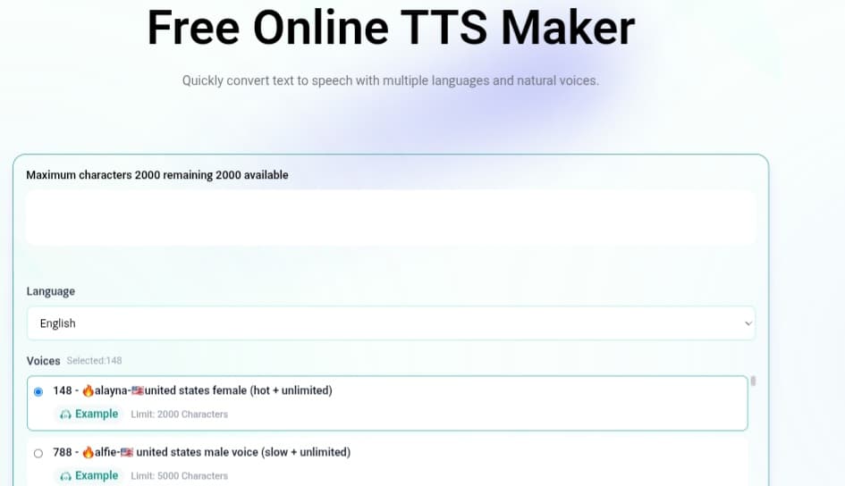 TTsynth website for free text-to-speech conversion