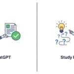A comparison image illustrating the difference between the standard ChatGPT mode, which provides a ready-made solution as a document, and Study Mode, which guides the user with questions to arrive at the core idea.