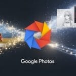 صورة توضيحية تعرض شعار Google Photos، وتوضح كيفية تحويل الصور العادية إلى أنماط فنية مختلفة مثل الأنمي والاسكتش باستخدام أدوات الذكاء الاصطناعي الجديدة.