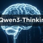 Illustrative image for the Qwen3-Thinking model, showing a glowing digital brain that symbolizes artificial intelligence and advanced logical capabilities.